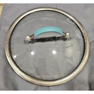 Rachael Ray 10" Tempered Glass Replacement Lid Agave Blue Rubber Handle